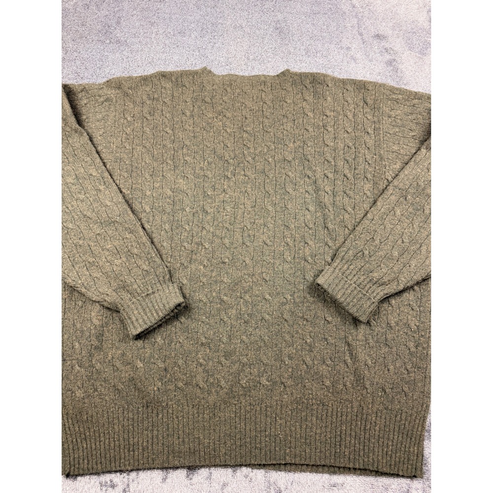 Polo Ralph Lauren Cable Knit Sweater Mens Large Green 100% Lambswool Crewneck - Picture 7 of 7